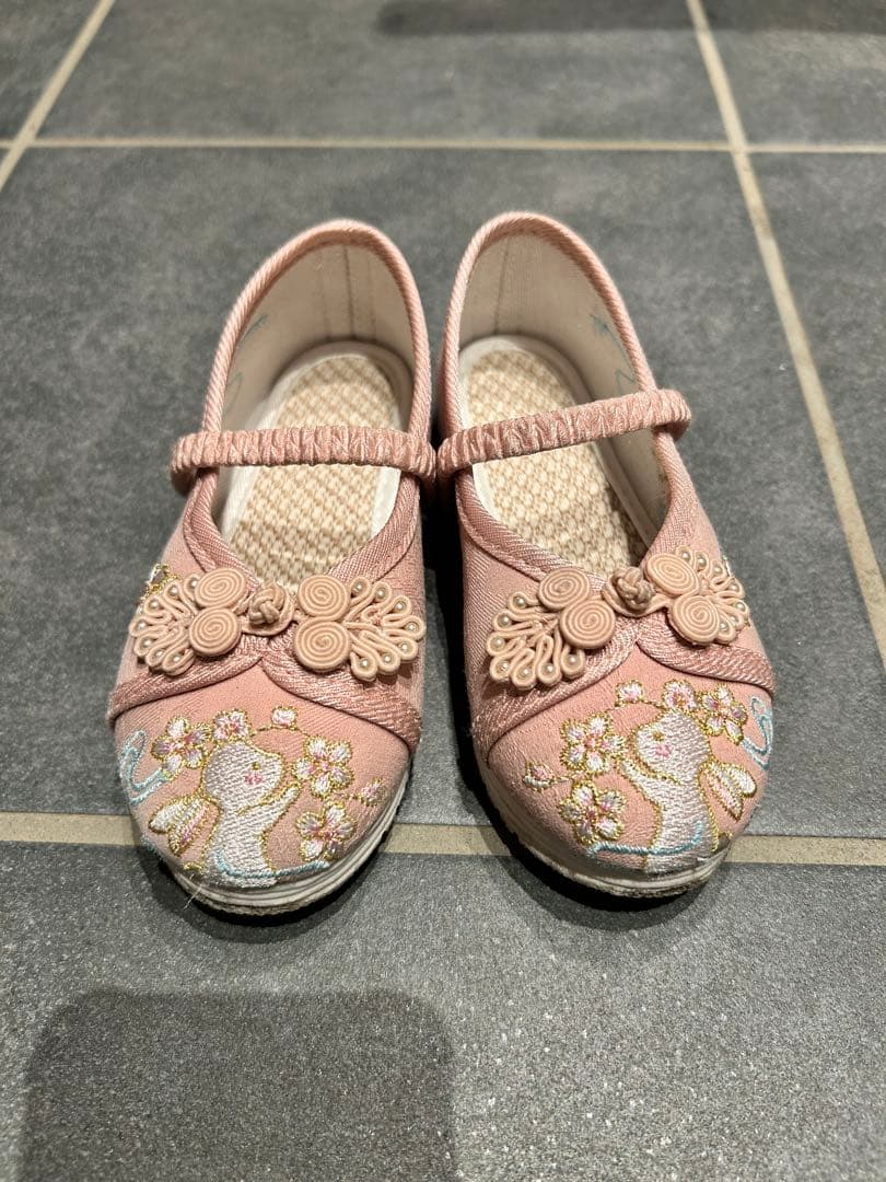 キャサリンコテージ　いにしえ華車黄×桃被布七五三髪飾り　七五三草履　髪飾りセット