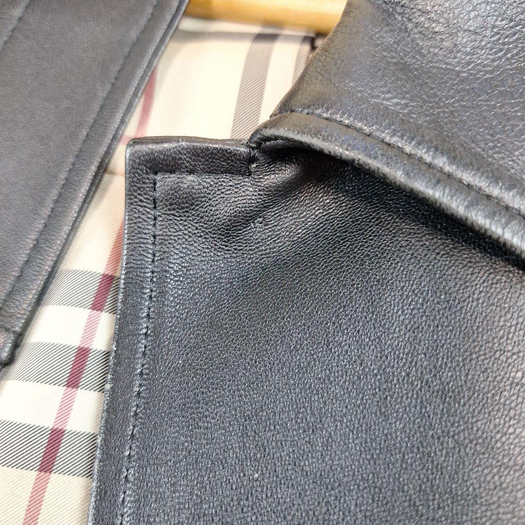 BURBERRY　ラムレザージャケット　ブラック　裏地ノバチェック　M