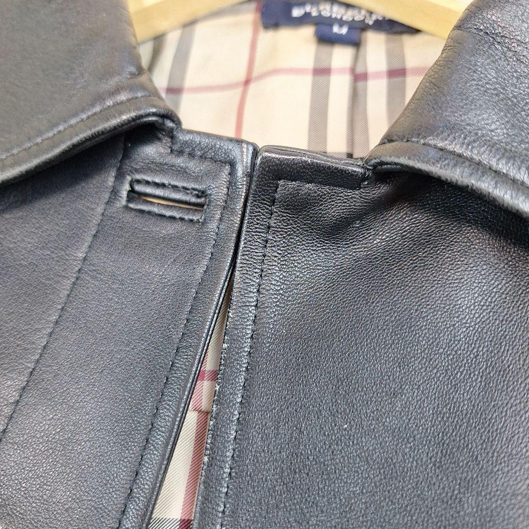 BURBERRY　ラムレザージャケット　ブラック　裏地ノバチェック　M