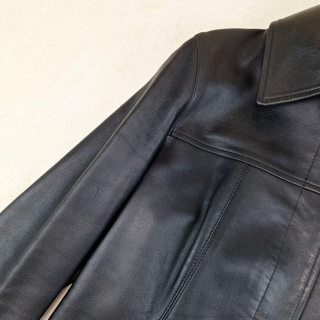 BURBERRY　ラムレザージャケット　ブラック　裏地ノバチェック　M