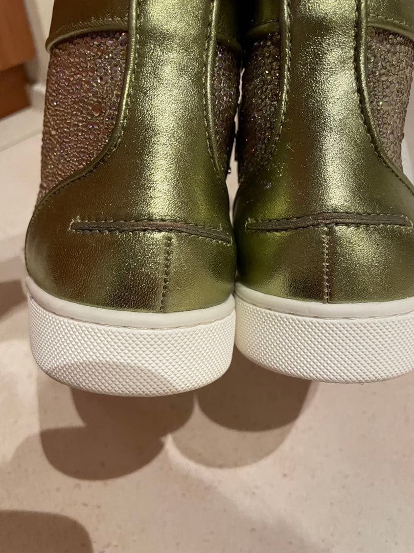 クリスチャンルブタン 38 メタリックスパンコール ハイカットスニーカー