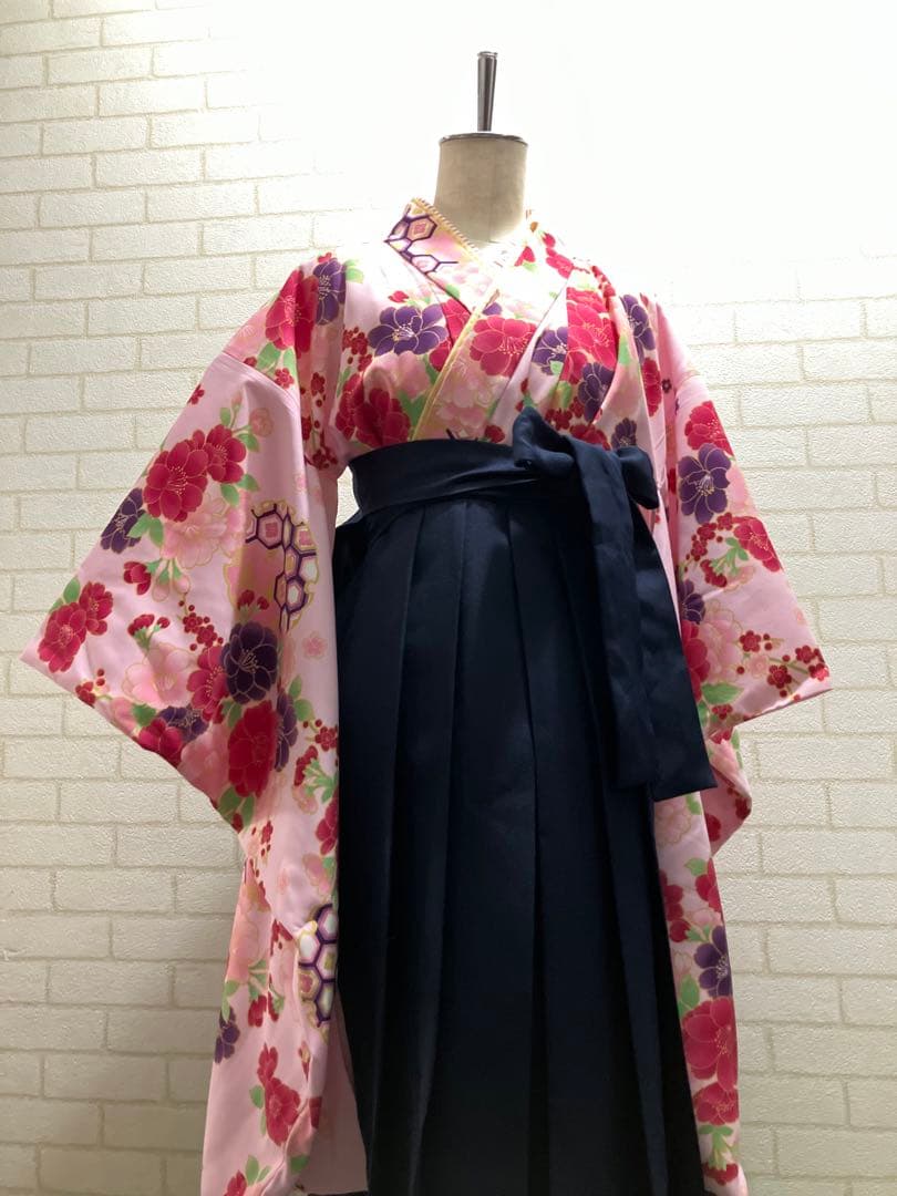 アリサナ　卒業式　袴　150 ピンク　紺　大正ロマン　撮影　サクラ大戦