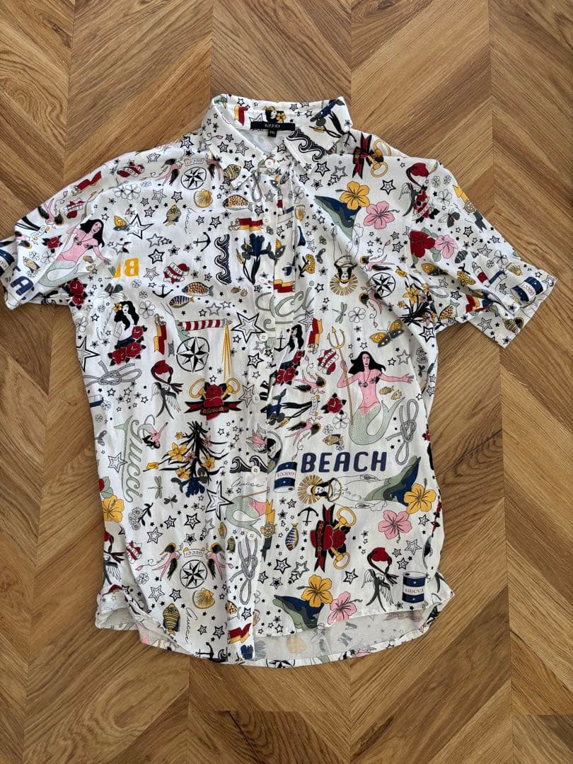 K*様 GUCCI グッチ 総柄シャツ ビーチ柄 マーメイド 半袖 イタリア製