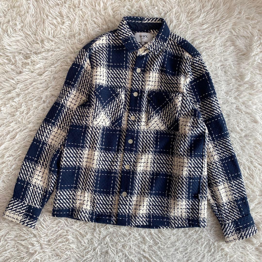 ワックスロンドン　wax london オーバーシャツ　ネイビー　ホワイト