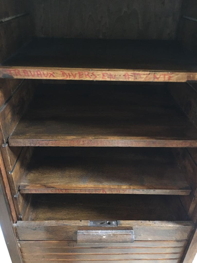 シャッター付きキャビネット　木製　店舗什器　アンティーク　ヴィンテージ棚