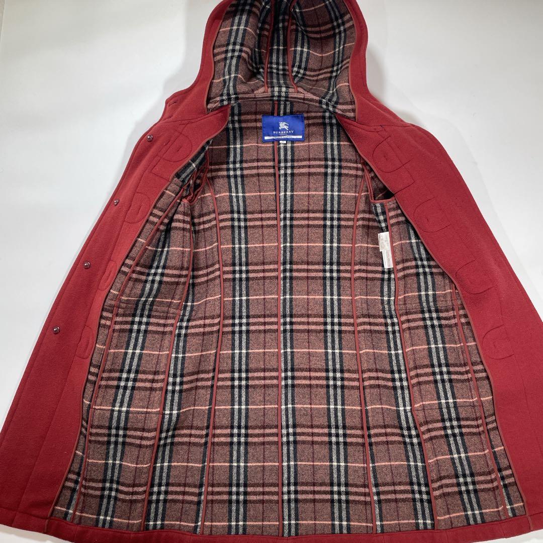 バーバリー ブルーレーベル ダッフルコート　ノバチェック　38 M 赤　ボルドー
