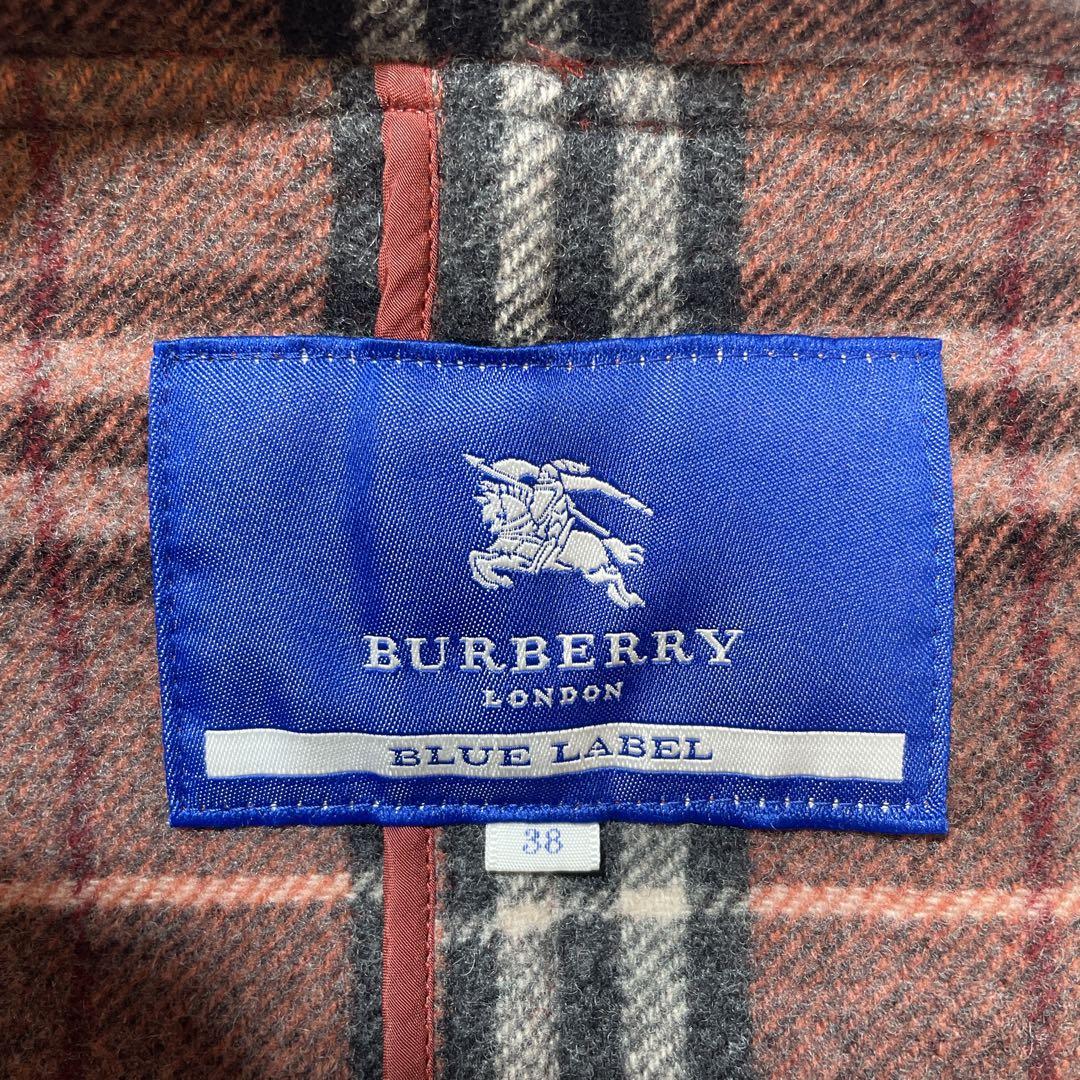 バーバリー ブルーレーベル ダッフルコート　ノバチェック　38 M 赤　ボルドー