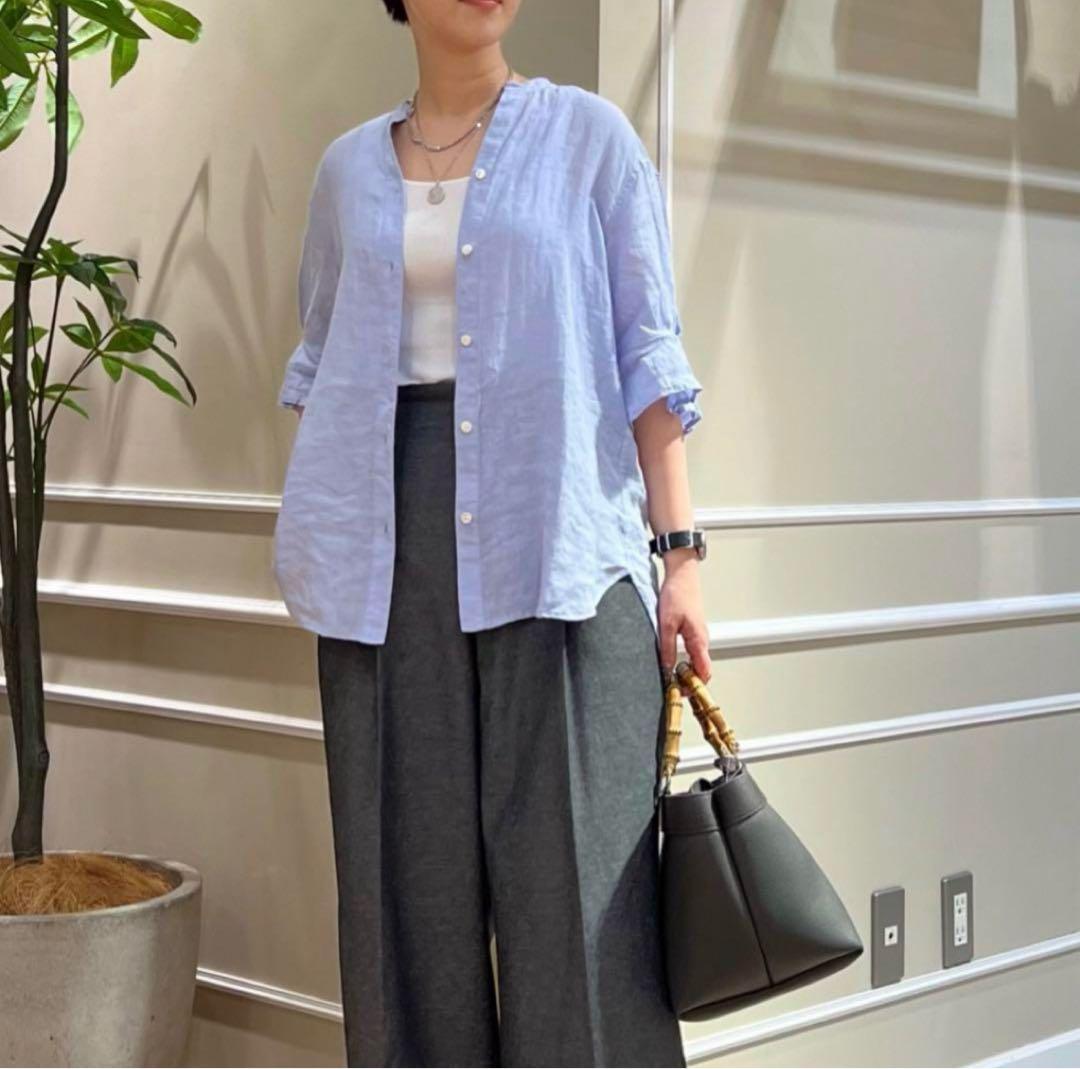 23区 LIBECO リネンデザインスリーブブラウス