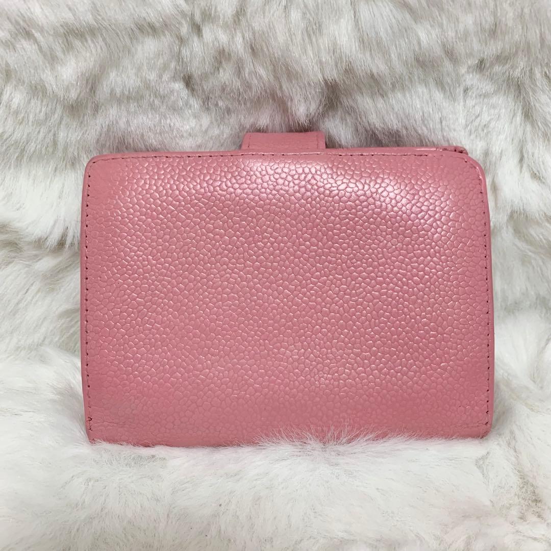 CHANEL 二つ折り財布 ココマーク キャビアスキン がま口 ピンク