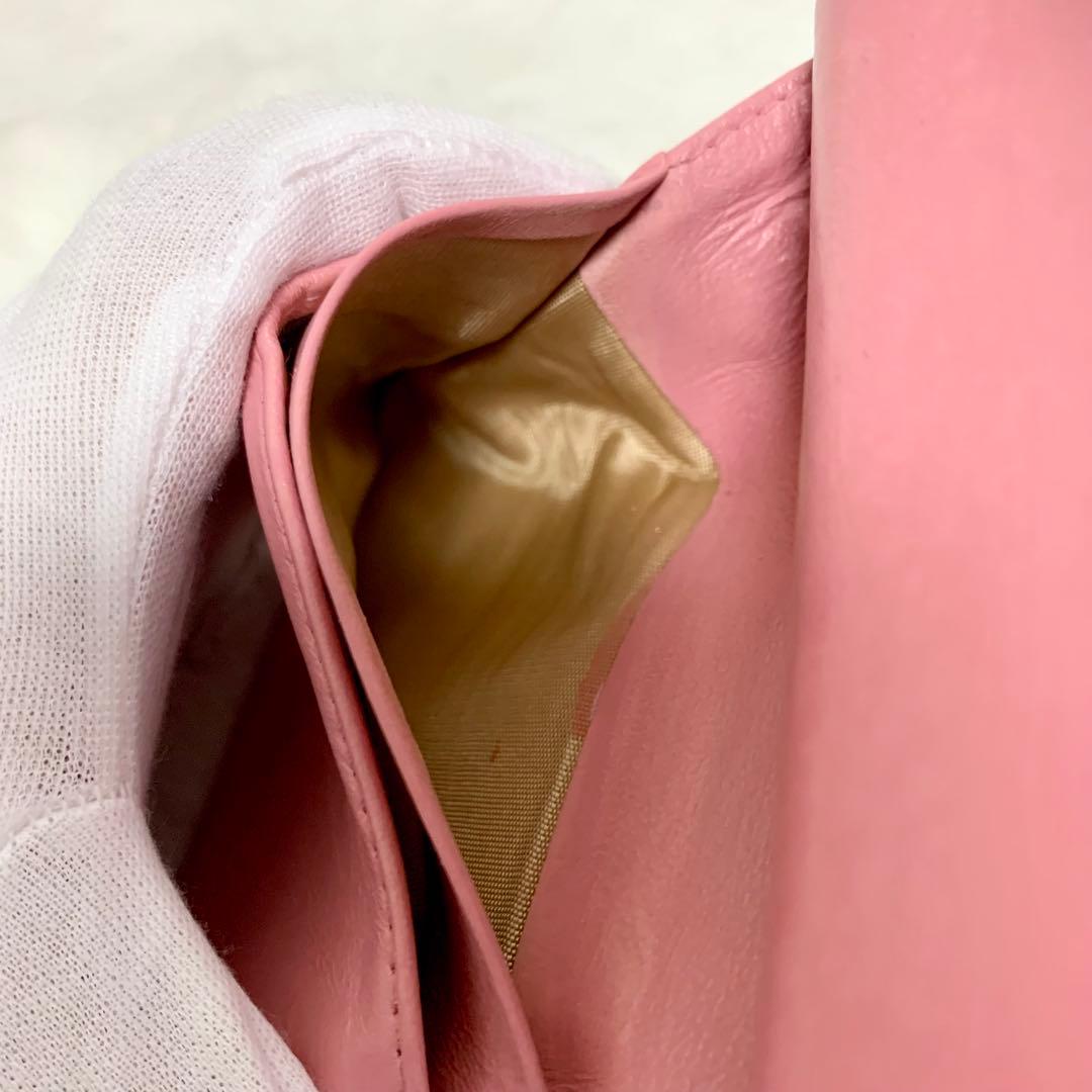 CHANEL 二つ折り財布 ココマーク キャビアスキン がま口 ピンク