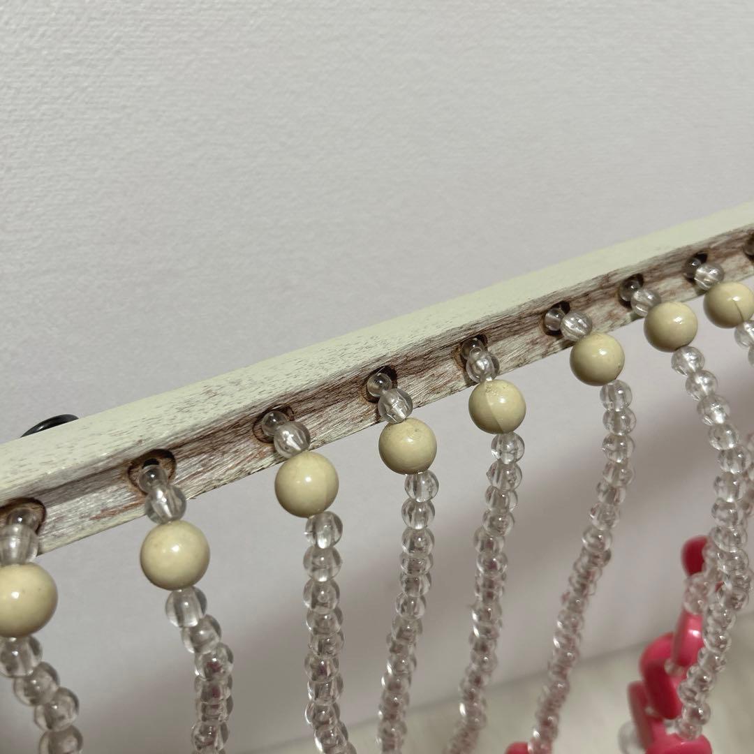 昭和レトロ 珠のれん ピンク×クリア 当時物 フラワーウェーブ 美品 レア