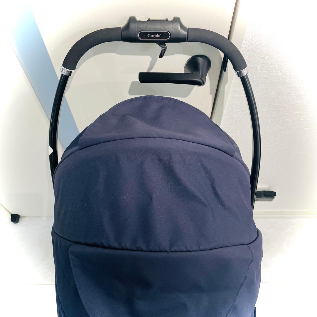 【美品】取説付★コンビベビーカーメチャカルハンディオート4キャスプリュイネイビー