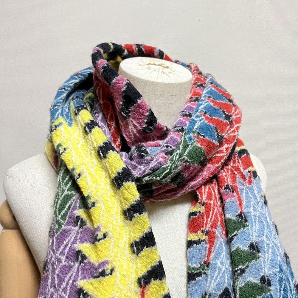 キャピタル 縮絨 ウール ピースフル 折り鶴 マフラー ストール マルチカラー