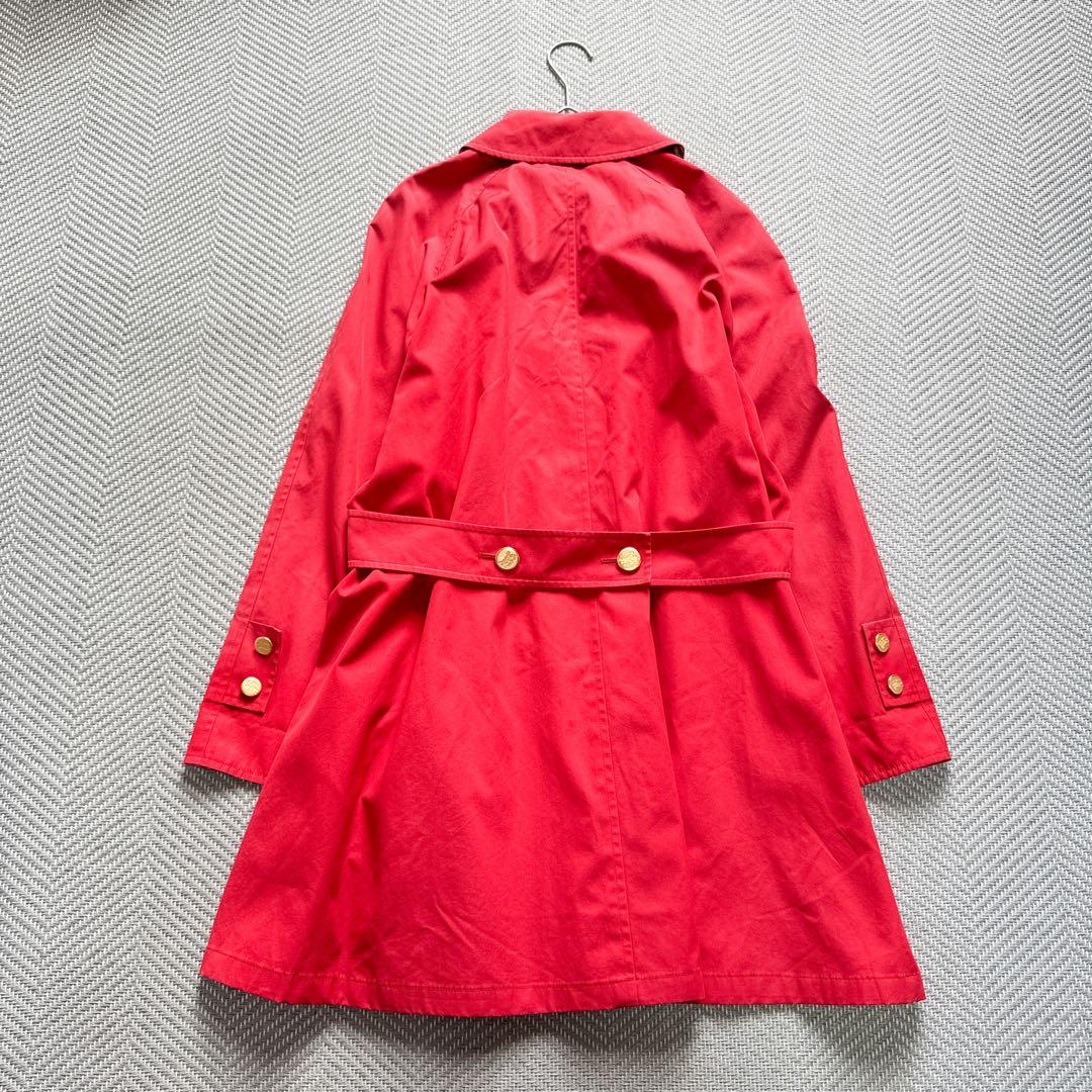 ビンテージ　バーバリー　ステンカラーコート　ノバチェック　金ボタン　ゆったり　赤