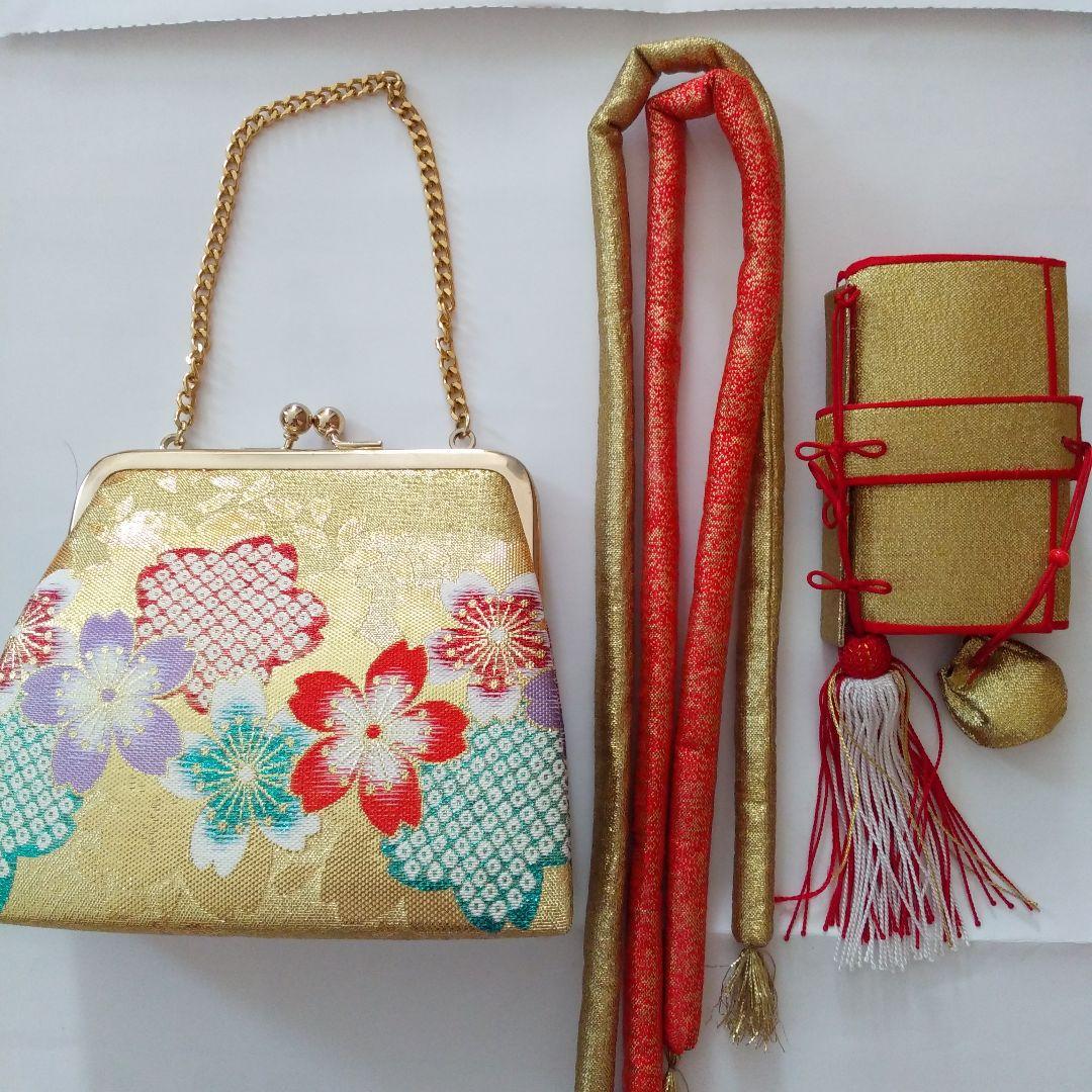 七五三 7歳　袋帯　長襦袢　草履　バック　はこせこ　髪飾り