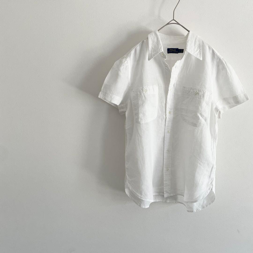 ラルフローレン 極美品 現行 リネンシャツブラウス 6 白