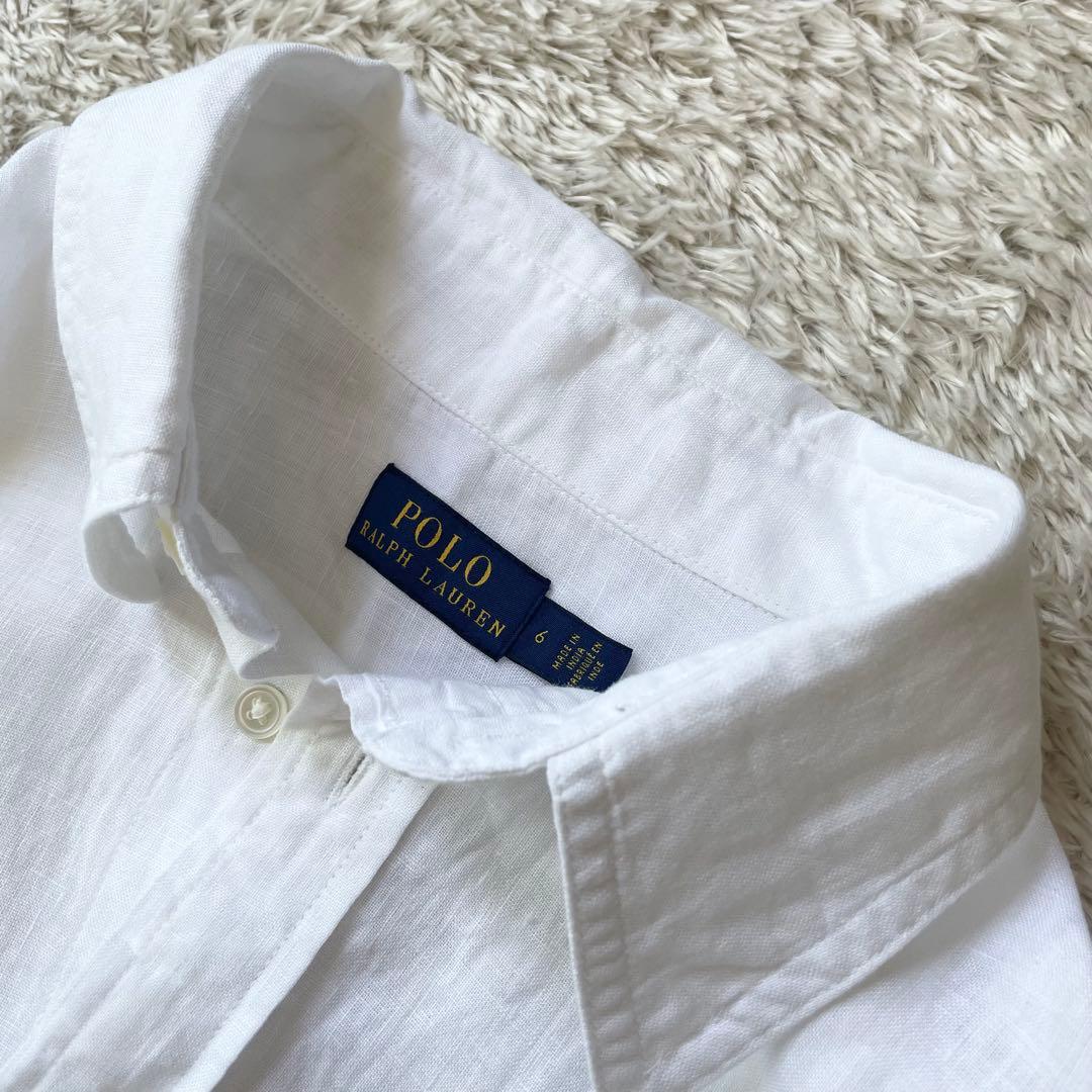 ラルフローレン 極美品 現行 リネンシャツブラウス 6 白