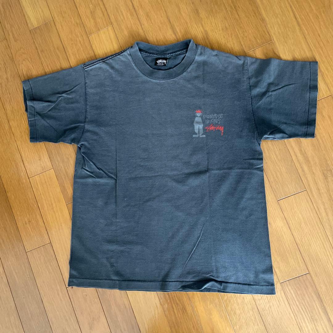 Old Stussy 80年台後期 黒タグ シャドウマン黒色Tシャツ Lサイズ