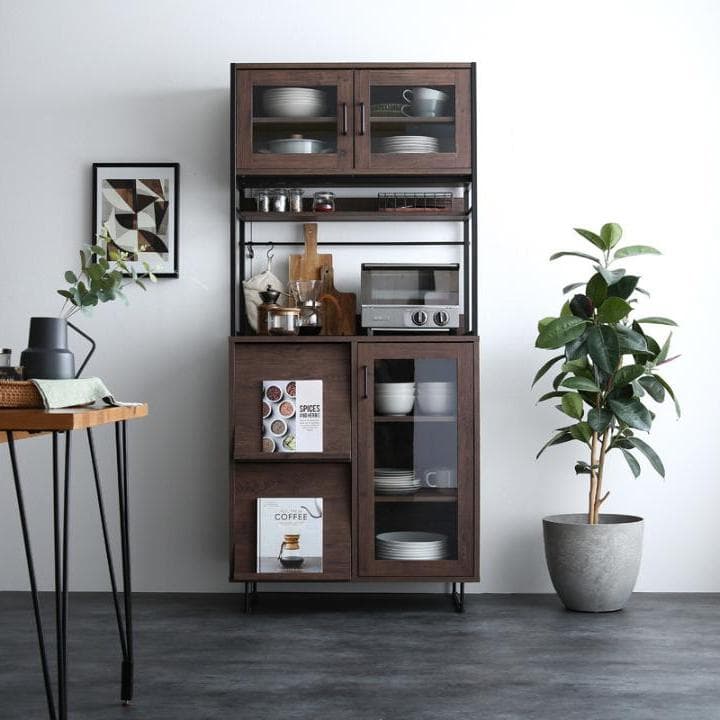 《新品・送料無料》Walter ガラス扉キッチン収納