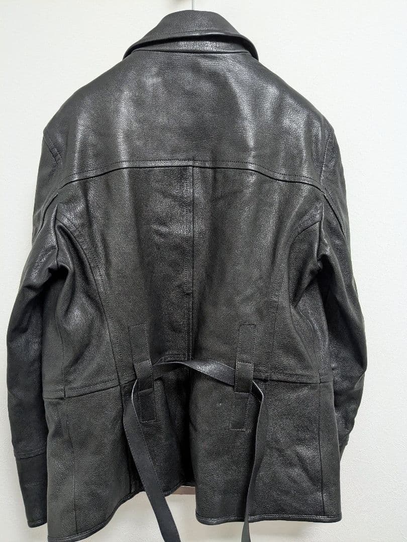 EMPORIO ARMANI ブラックレザー シングルライダースジャケット