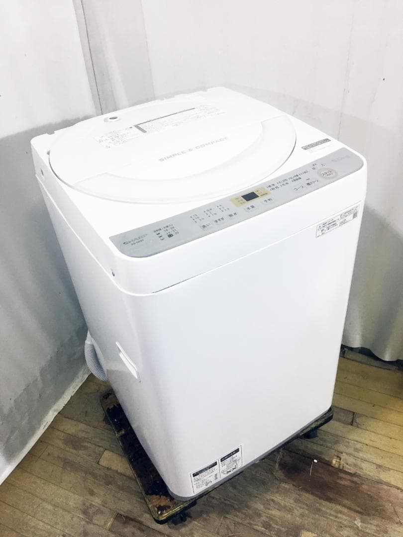★美品 中古★SHARP 6kg 洗濯機【ES-GE6C-W】FGGT