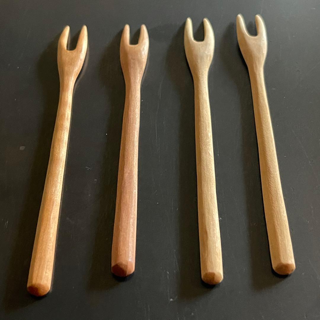 人気木工作家三谷龍二　デザートフォーク　4本セット