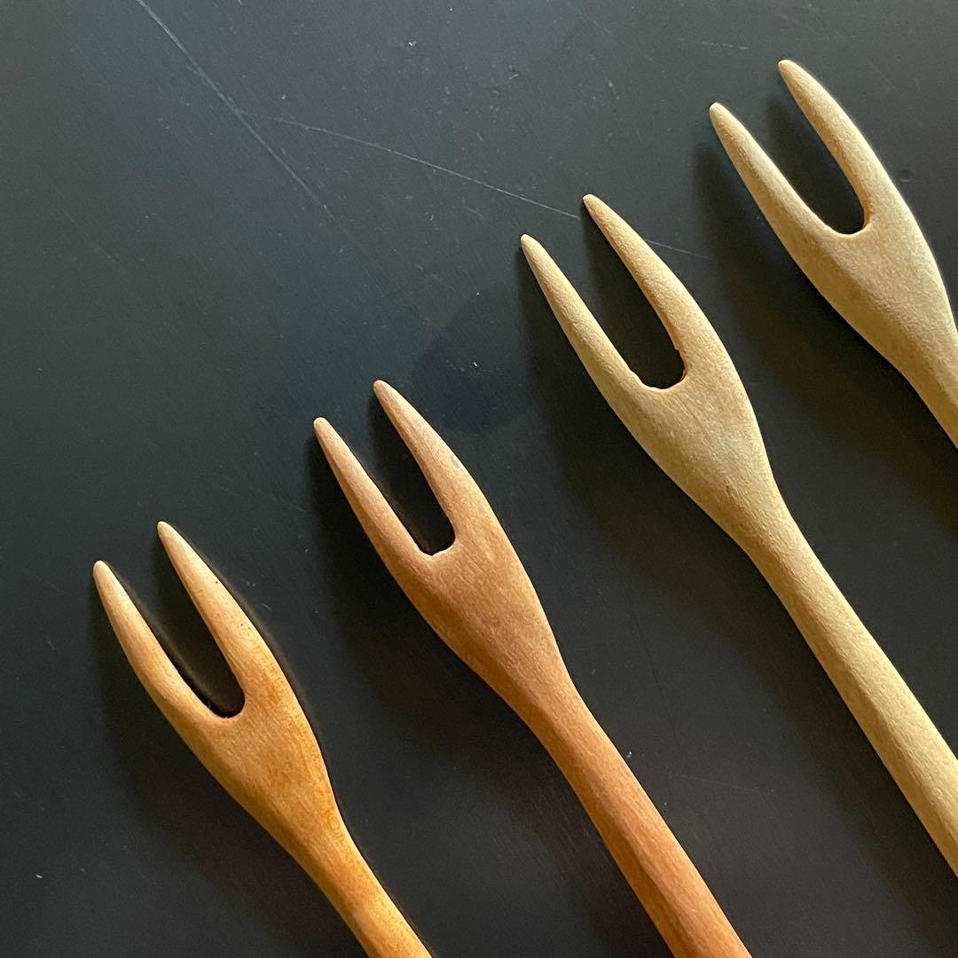 人気木工作家三谷龍二　デザートフォーク　4本セット