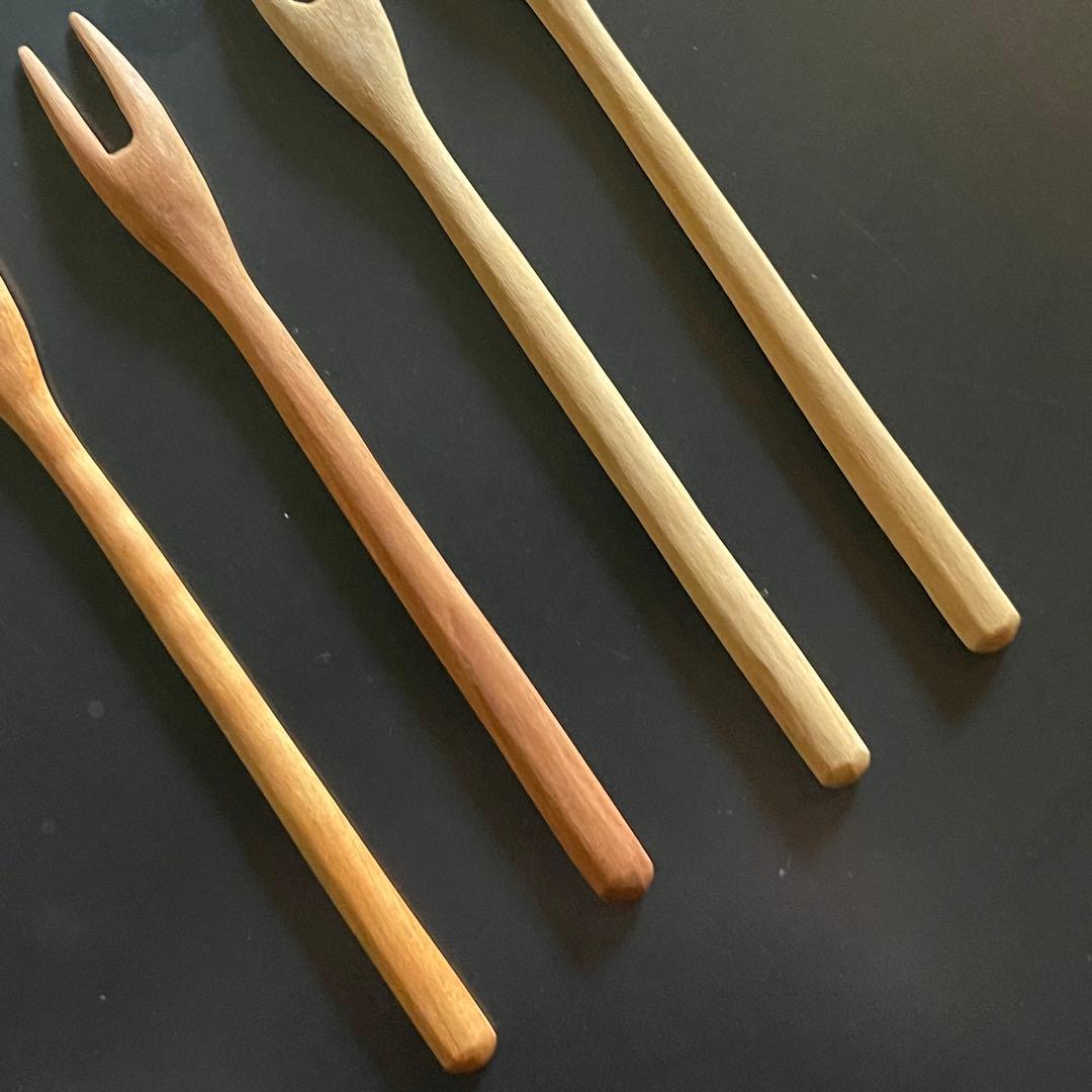 人気木工作家三谷龍二　デザートフォーク　4本セット