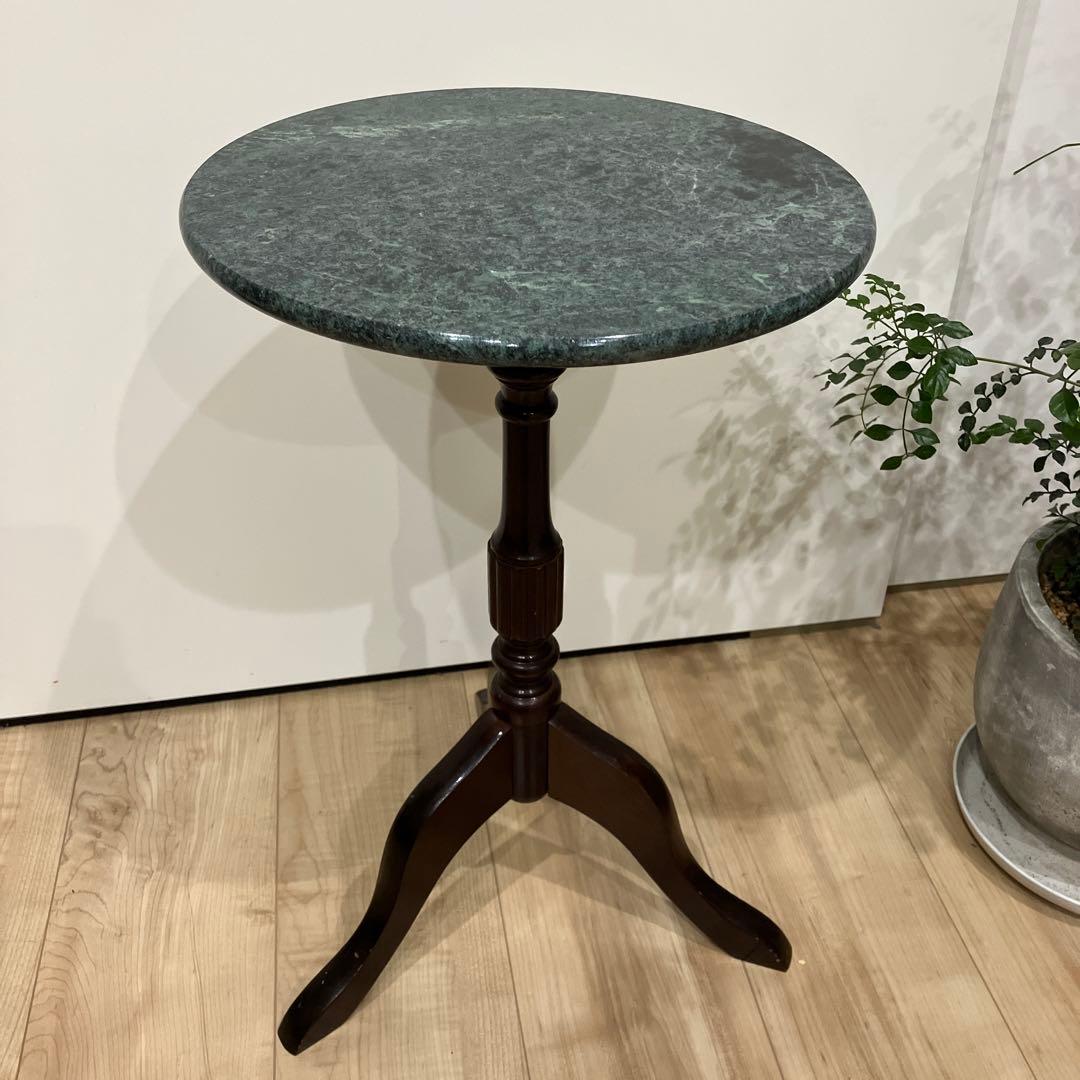 大理石　丸型　サイドテーブル　ヴィンテージ