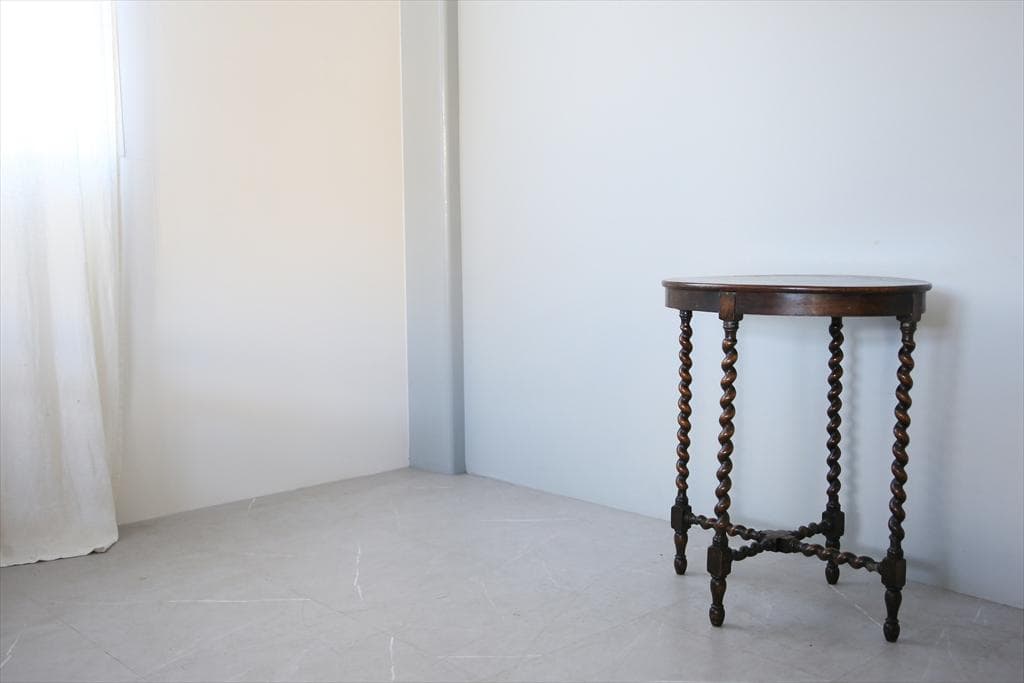 英国アンティーク木製サイドテーブル/オケージョナル机/飾り棚/花台(92-194