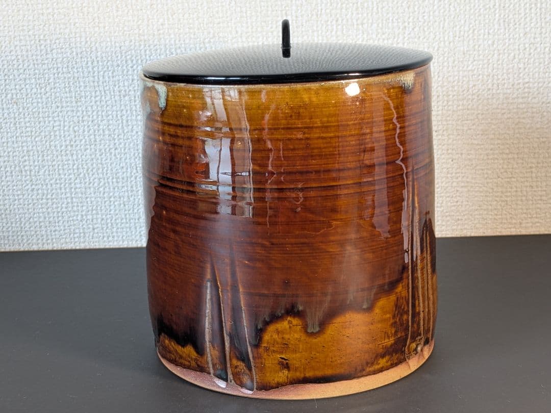 【別作】高取焼　十四代亀井味楽　高取耳付茶入　水指　セット