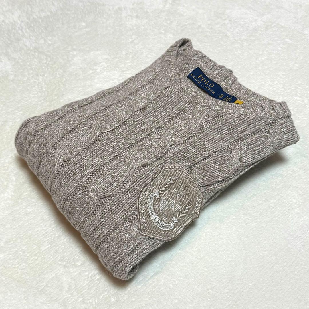 ✨ラルフローレン人気ケーブルコットンセーターエンブレムXSベージュ