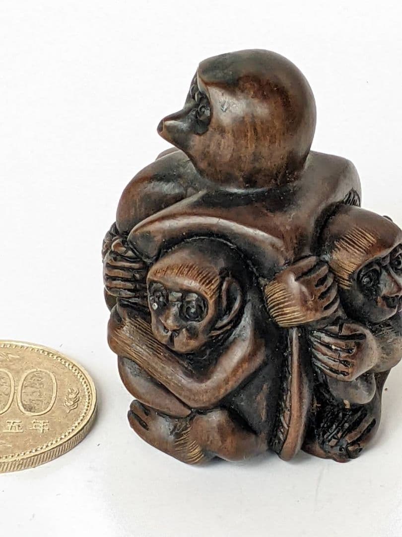 根付　43　猿親子　骨董品