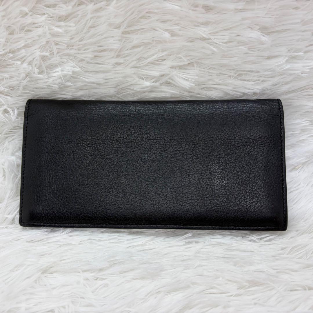 極美品✨サンローラン　長財布　折り財布　カサンドラ　金ロゴ　レザー　ブラック