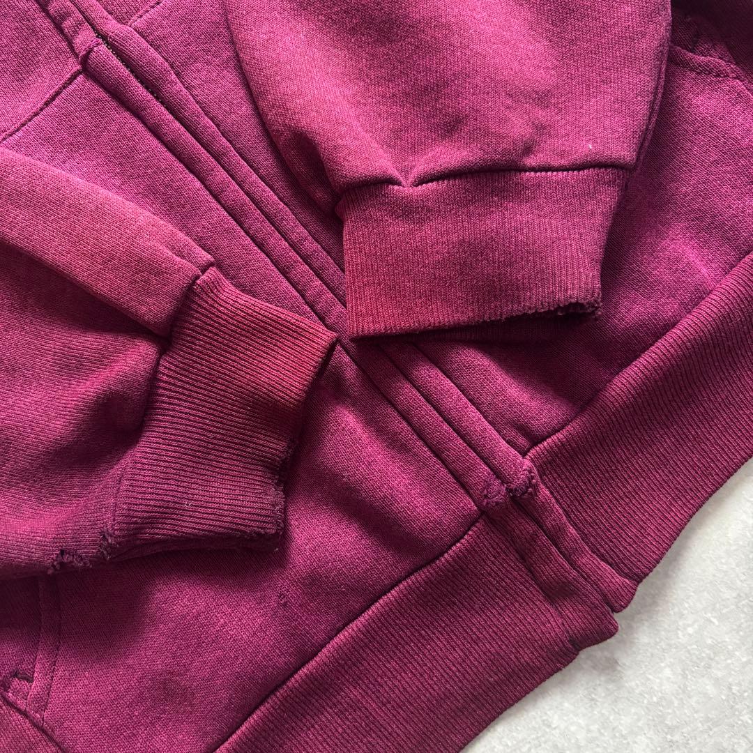 80s~90s USA製 鬼フェード プレーン スウェット ジップパーカー