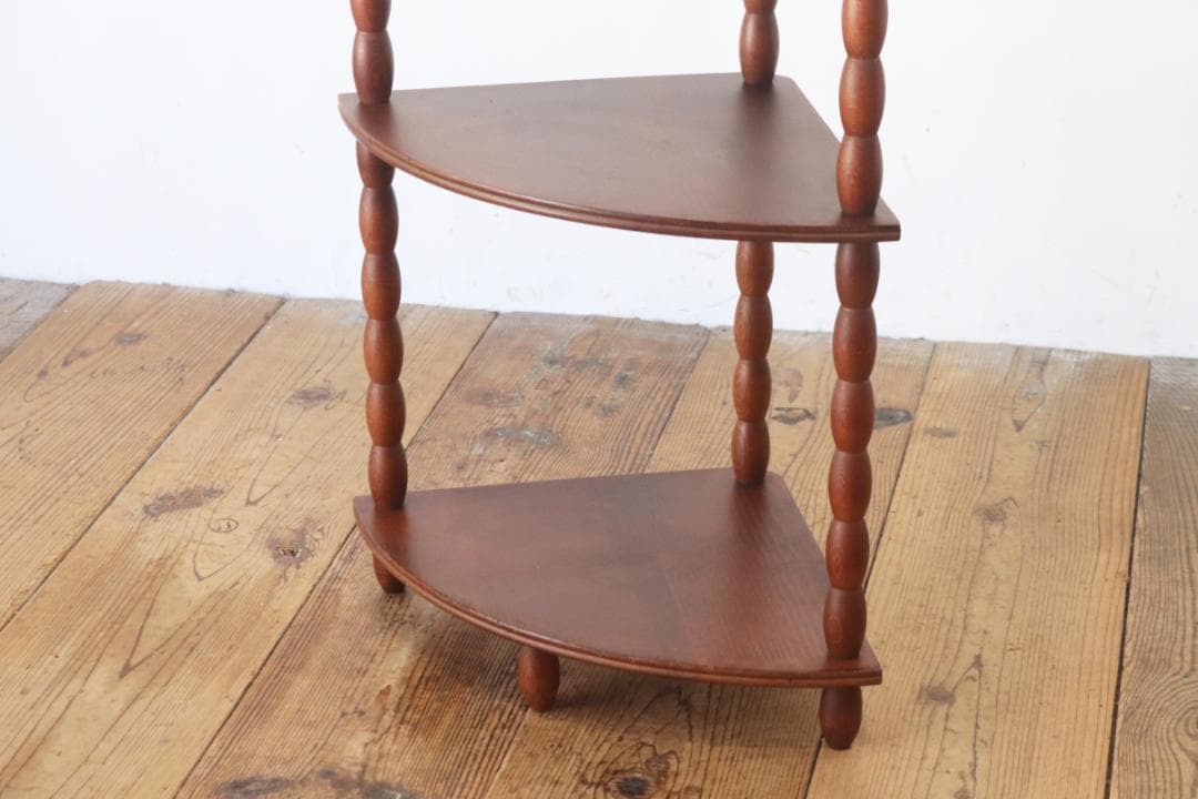 レトロ ナジコ コーナーシェルフ 4段 ラック 飾り棚 花台 電話台 組み立て