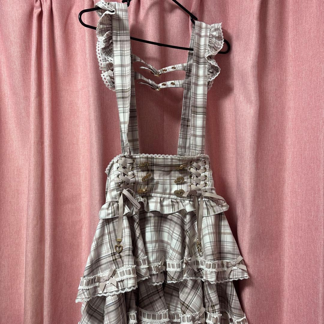 はしごリボンツイードティアードスカパン(ピンク)