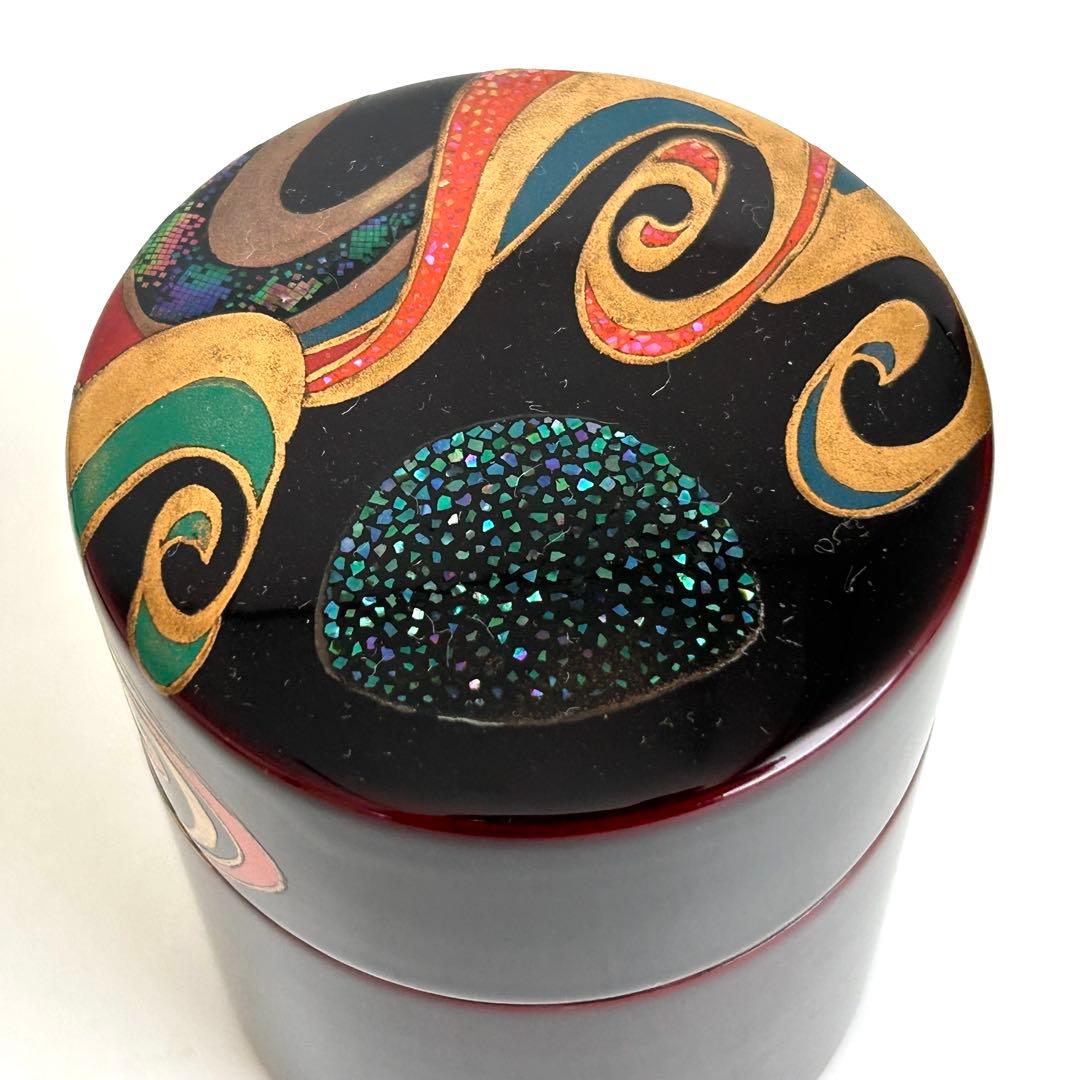【美品.希少】漆器　茶筒　茶器　茶道具　木製　漆塗り　蒔絵　螺鈿 伝統工芸