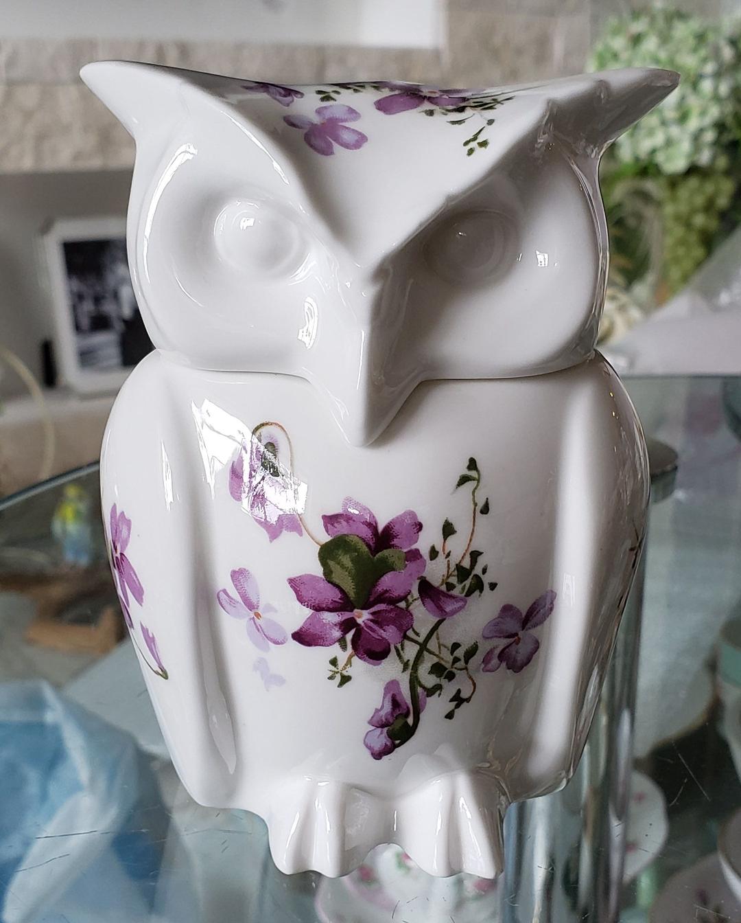 希少 ハマースレイ バイオレット フクロウ大 ティーキャディー アンティーク