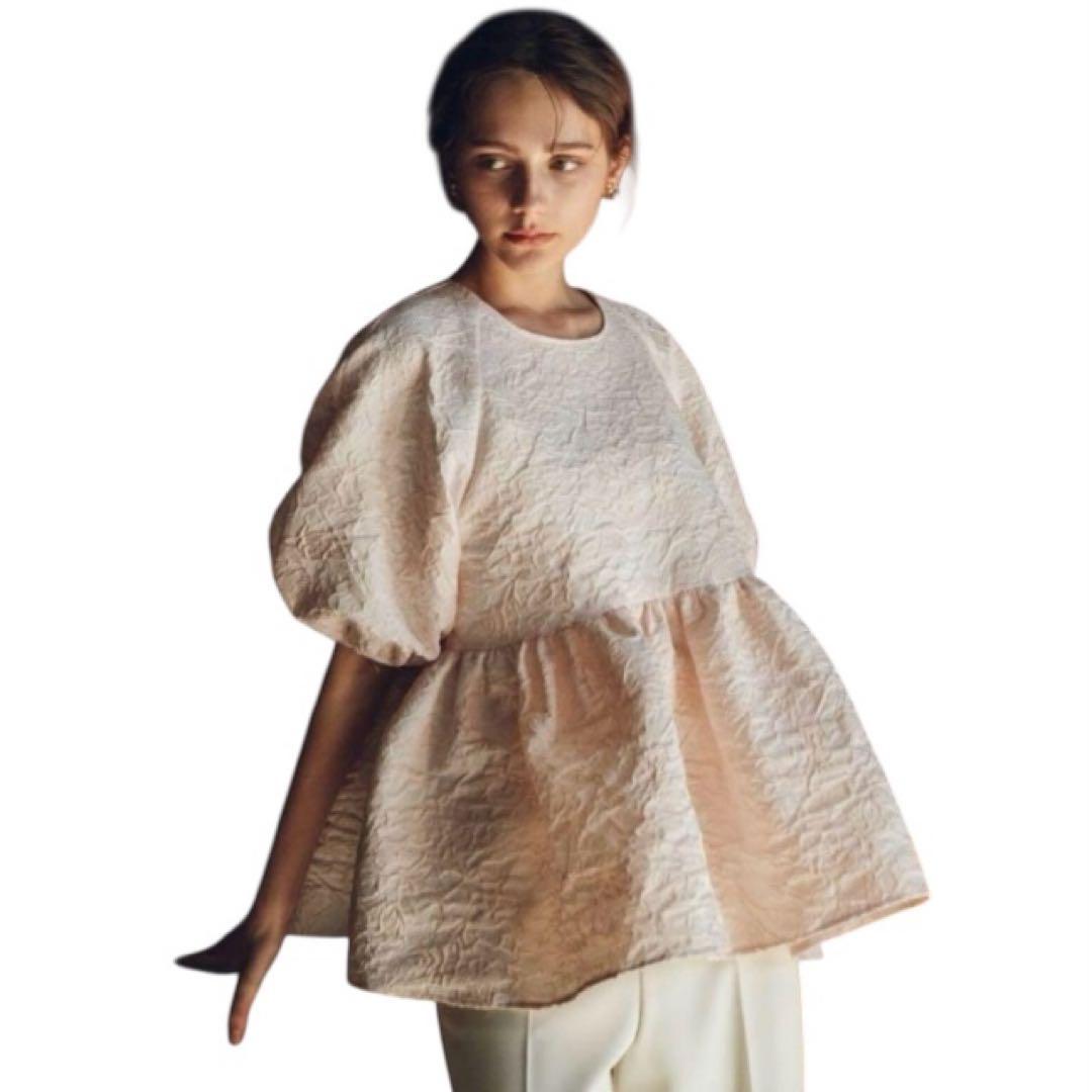 OHGA FLOWER BLOUSE ピンク ブラウス ジャガード