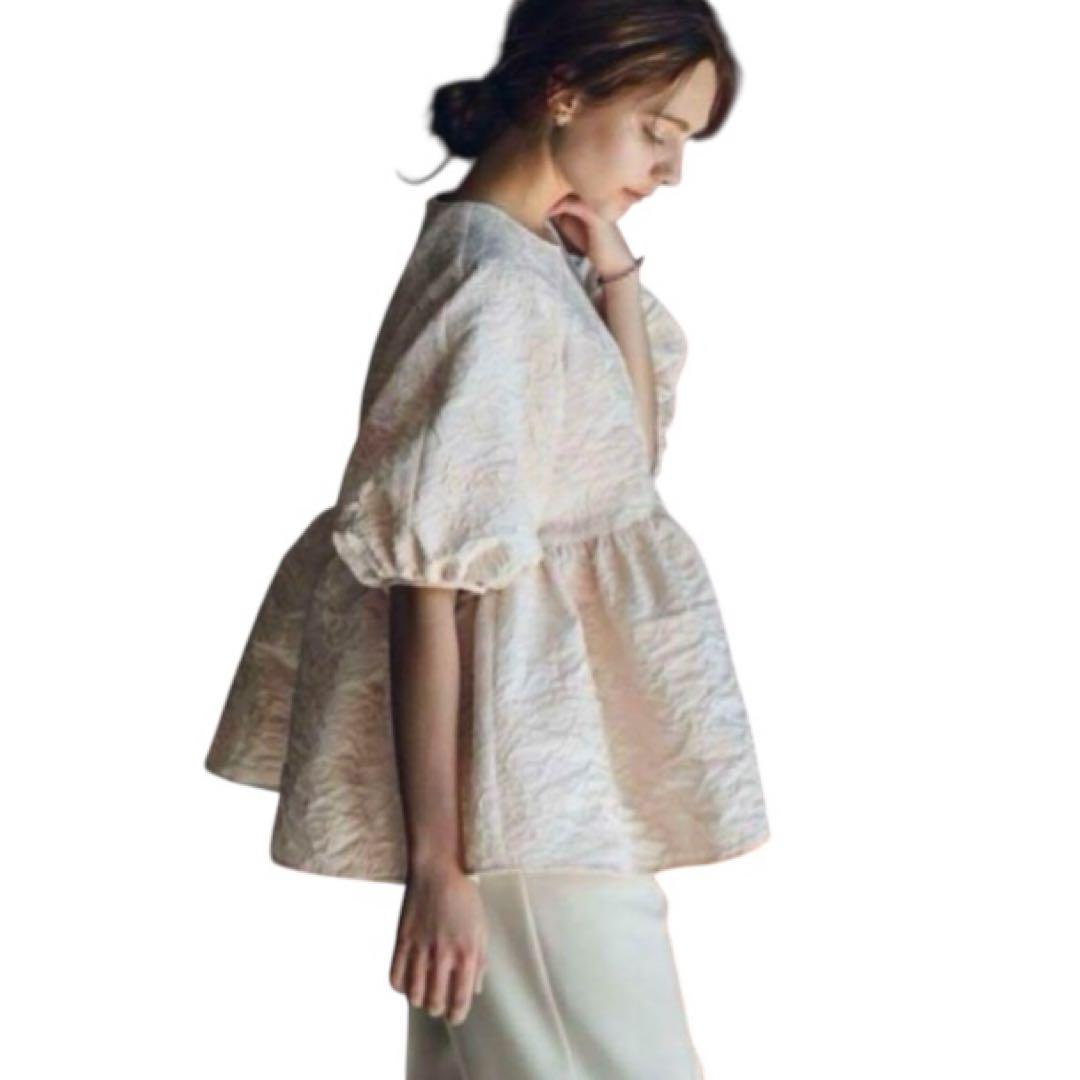 OHGA FLOWER BLOUSE ピンク ブラウス ジャガード