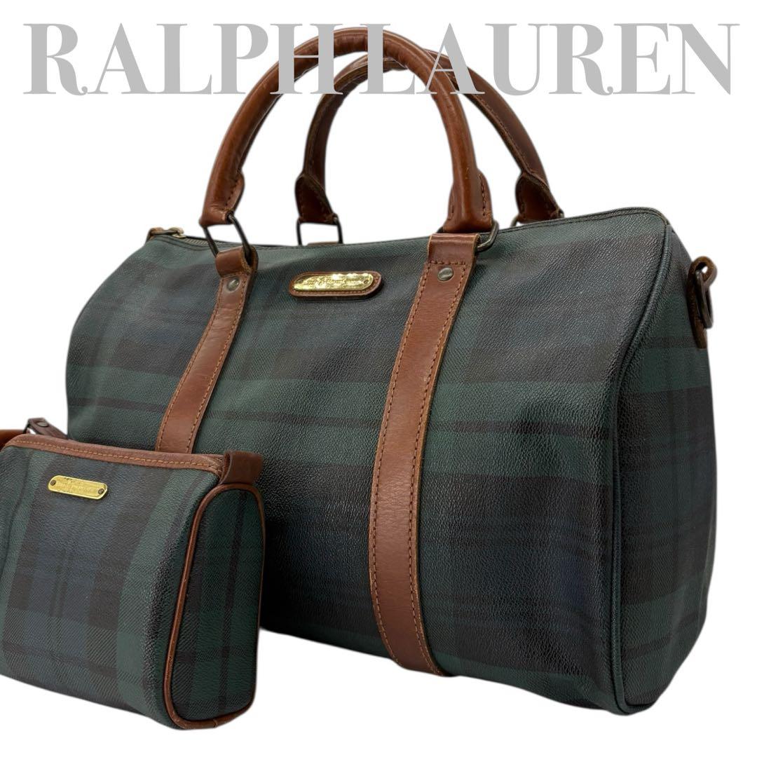 美品 ポロ ラルフローレン 2way ボストンバッグ グリーン 旅行 877