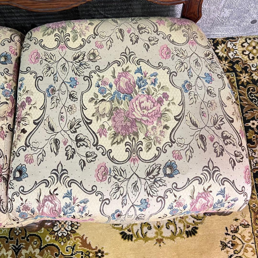 ꧁籐家具꧂3人掛けケーニングソファ ケインバック ラタン 籐編み フラワー 花柄