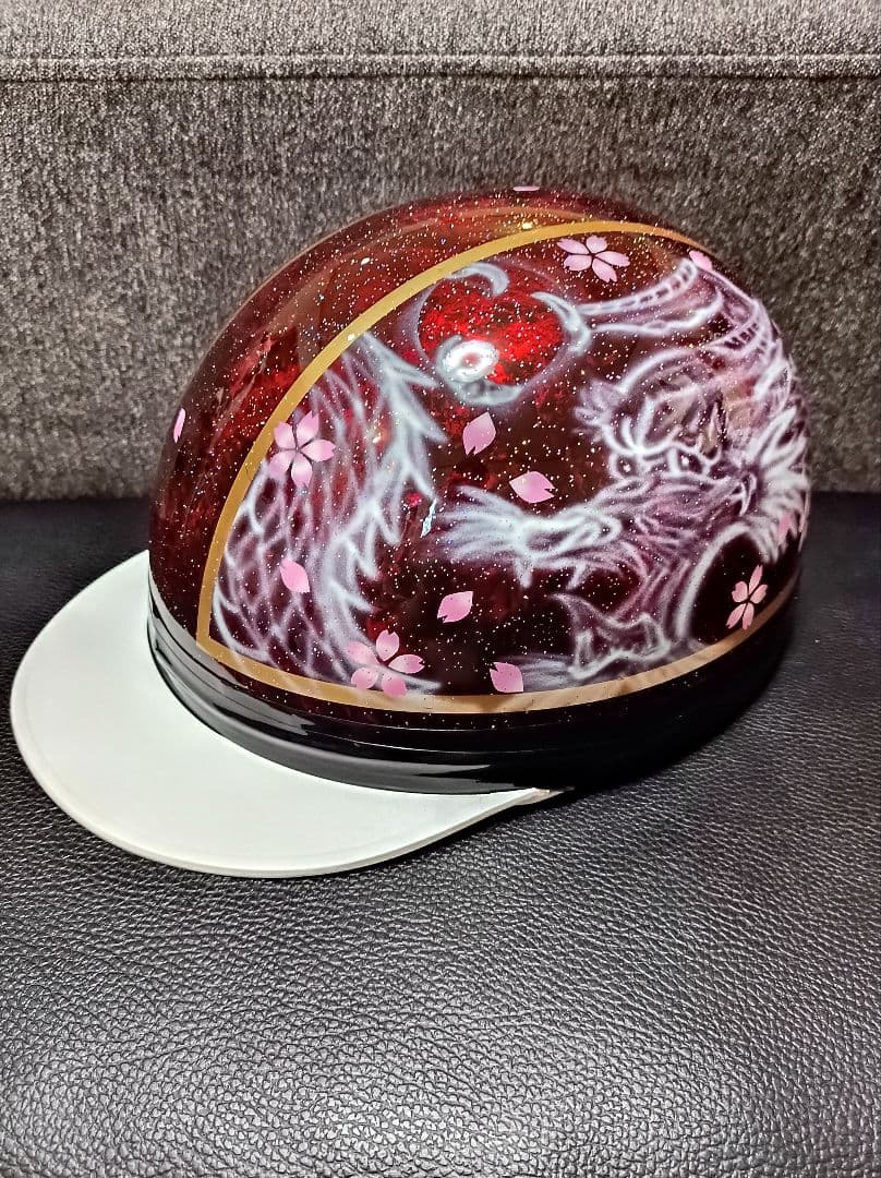 カスタムコルク半　Candyレッドラップ✘龍エアーブラシ　七色ラメ