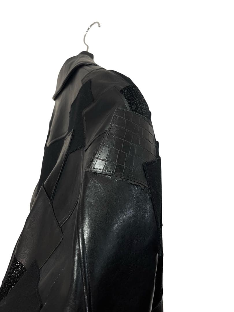 コムデギャルソン ジュンヤワタナベ パッチワーク ライダースジャケット ポンチョ