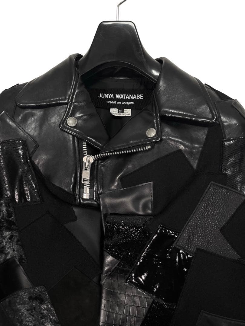 コムデギャルソン ジュンヤワタナベ パッチワーク ライダースジャケット ポンチョ