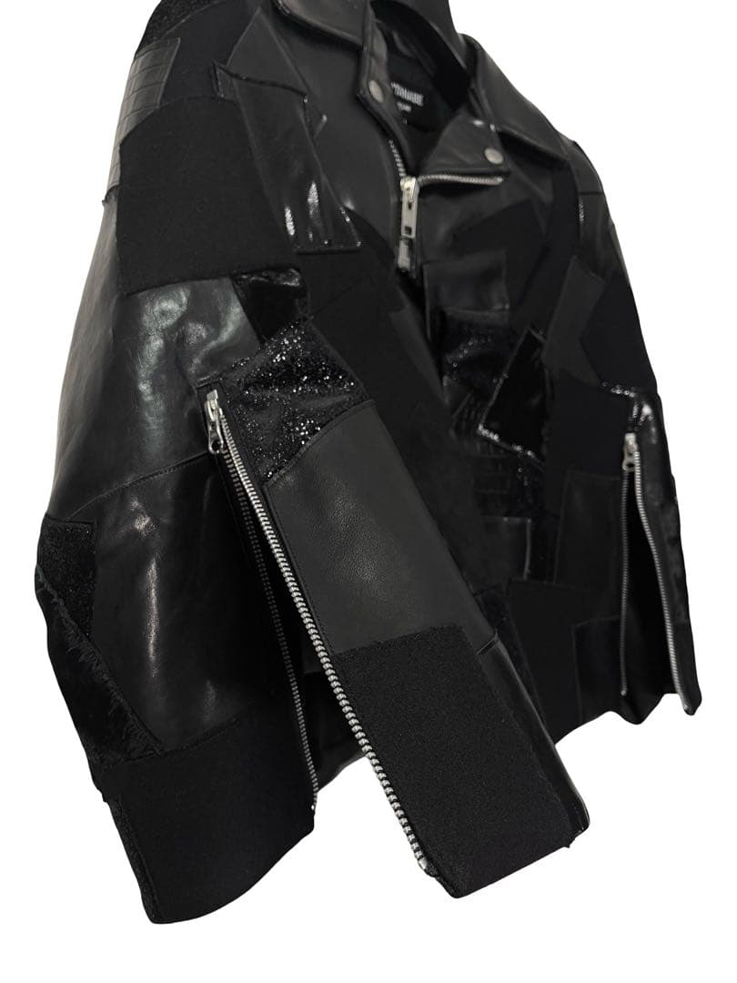 コムデギャルソン ジュンヤワタナベ パッチワーク ライダースジャケット ポンチョ