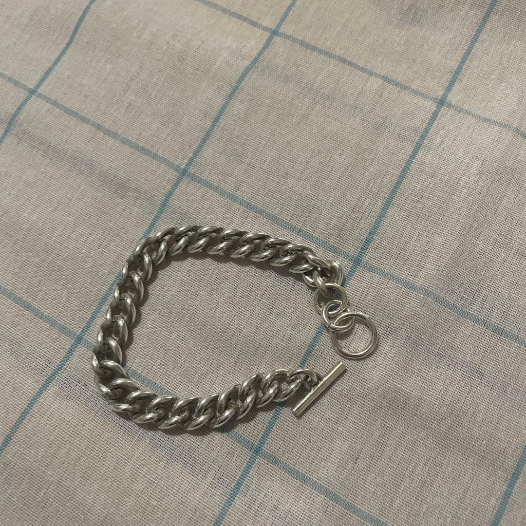 シルバー チェーンブレスレット Tバー留め具