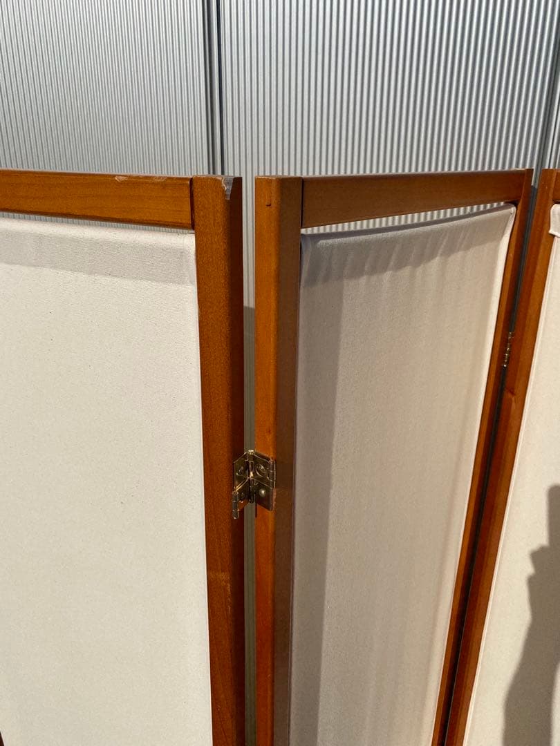 木製スクリーン帆布4連 高さ150cm パーテーション 衝立 間仕切り