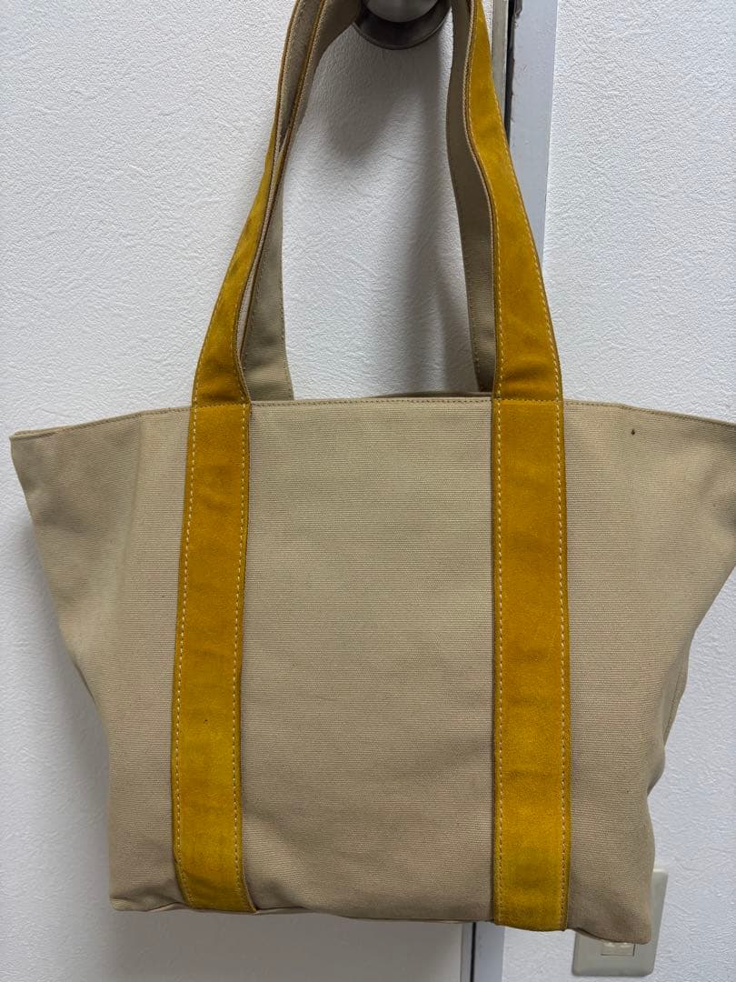 PRADA プラダ キャンバス 三角ロゴ トート バッグ ベージュ イエロー